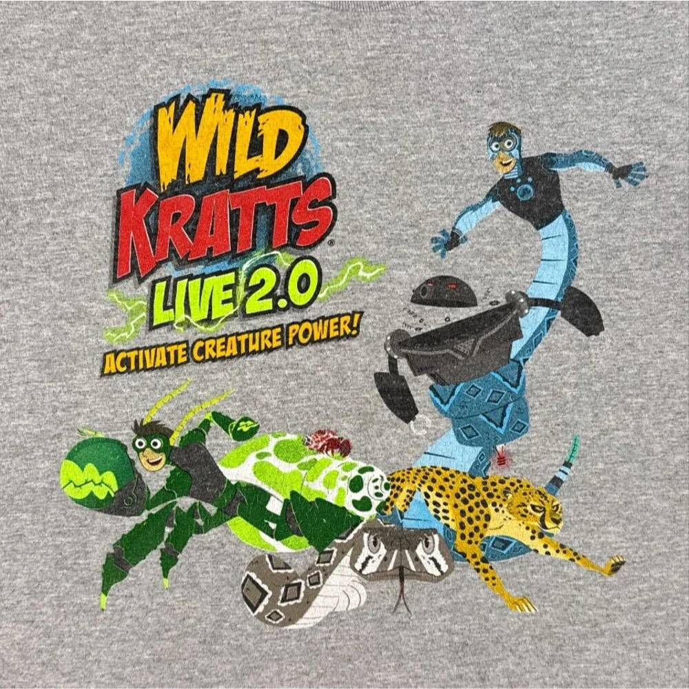 Wild Kratts Live 2.0 T-Shirt Gray Activate Creature Power Size Youth Med (10-12)